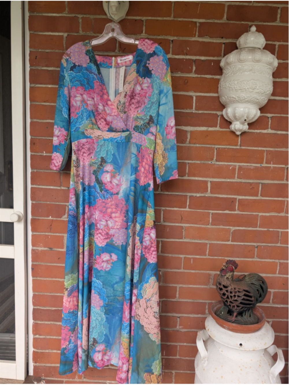 Women's OrderPlus Floral Maxi Dress XL Blue Pink